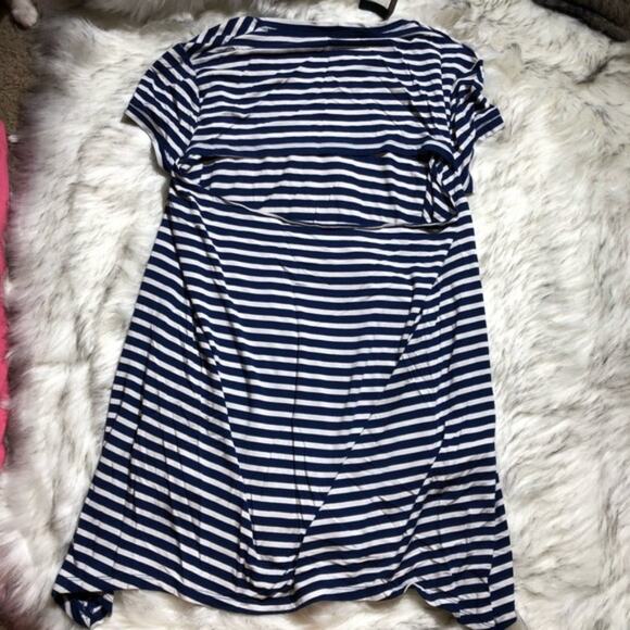 BCBGMAXAZRIA striped trapeze dark blue & white tunic top xxs - Picture 6 of 7